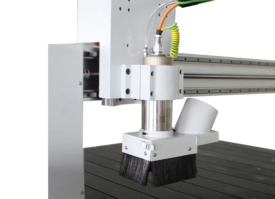 K1212T water-cooled spindle and dust hood detail