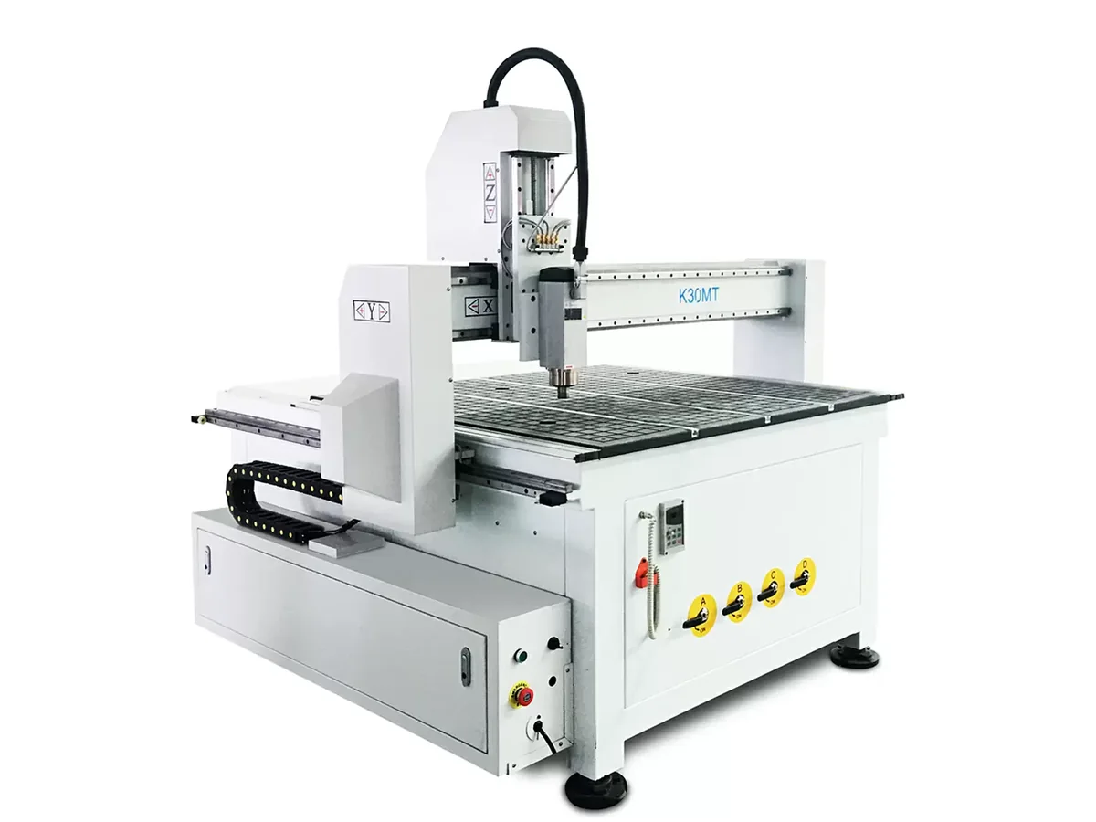Three-quarter side view of the K30MT compact CNC router