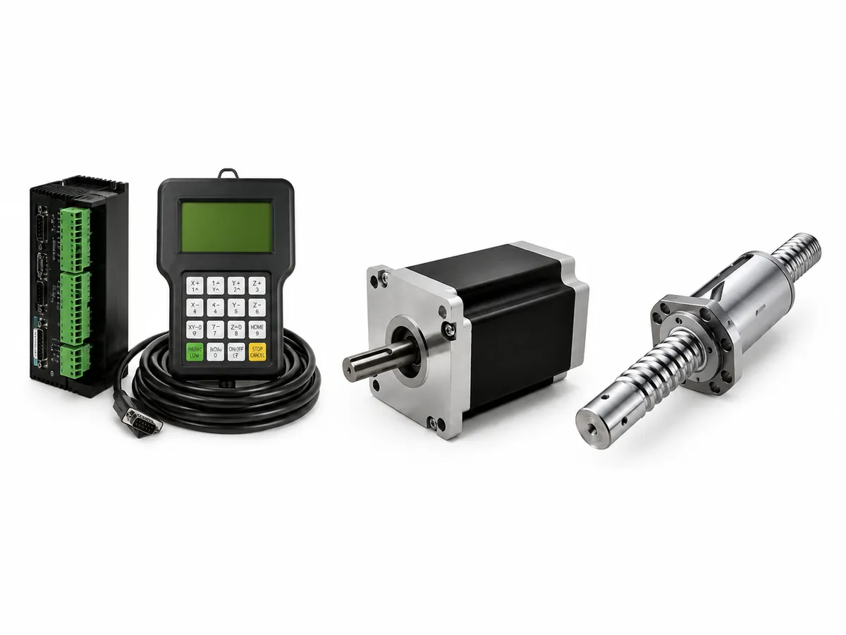 CNC controller stepper motor and ball screw components