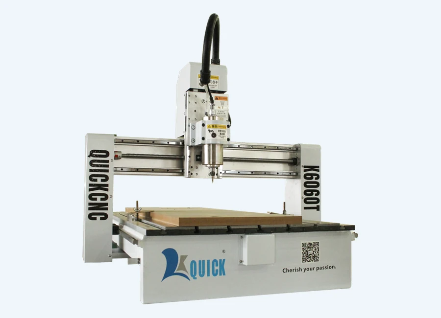 Angled view of the compact K6060T CNC router structure
