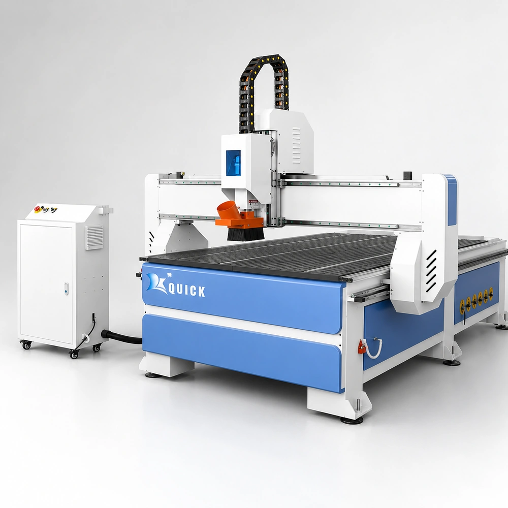 KK-1325 CNC wood machine with control cabinet on a clean studio background