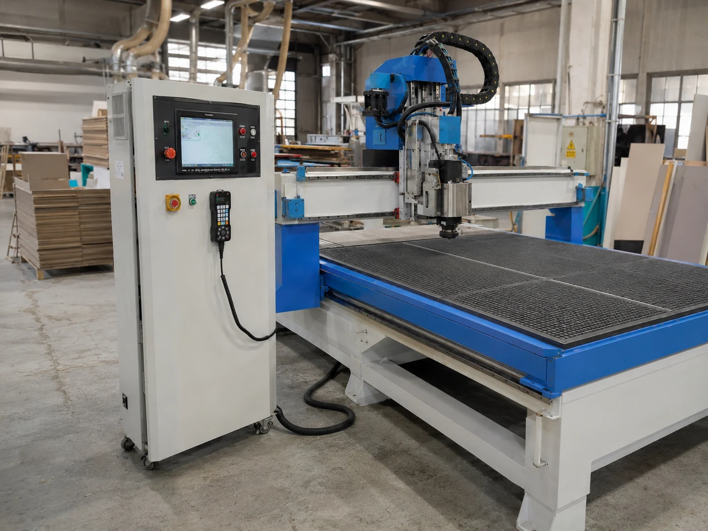 K1325 ATC control cabinet and operator interface in a workshop