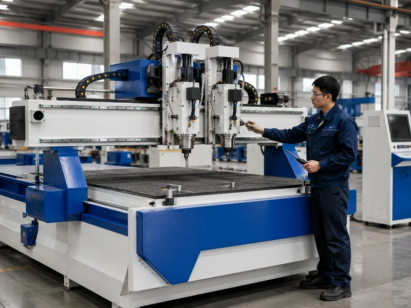 Quick CNC technician inspecting machined parts during CNC router quality control