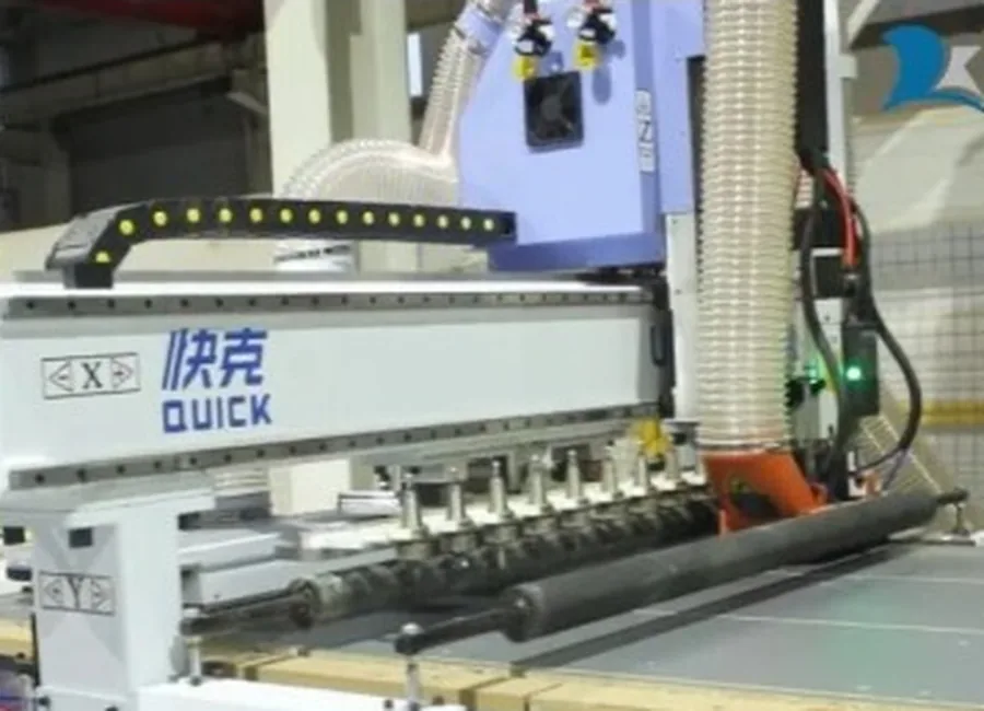 RC1 CNC cutting station with dust extraction hood